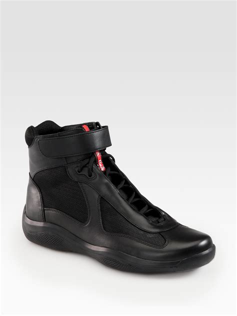 prada black sneakers mens|prada high top sneakers men.